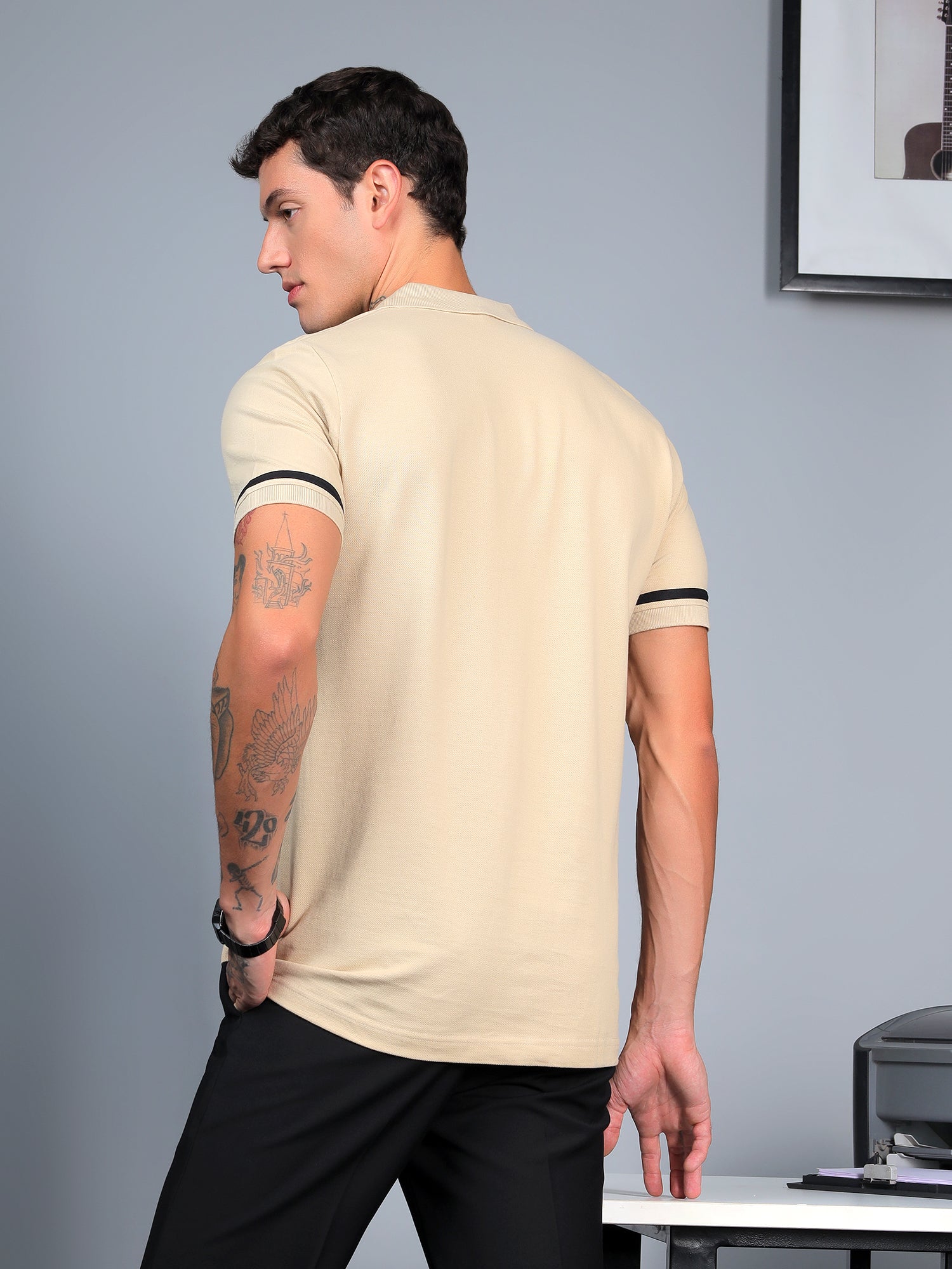 Beige Contrast Polo