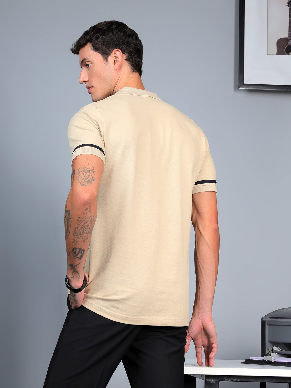 Beige Contrast Polo