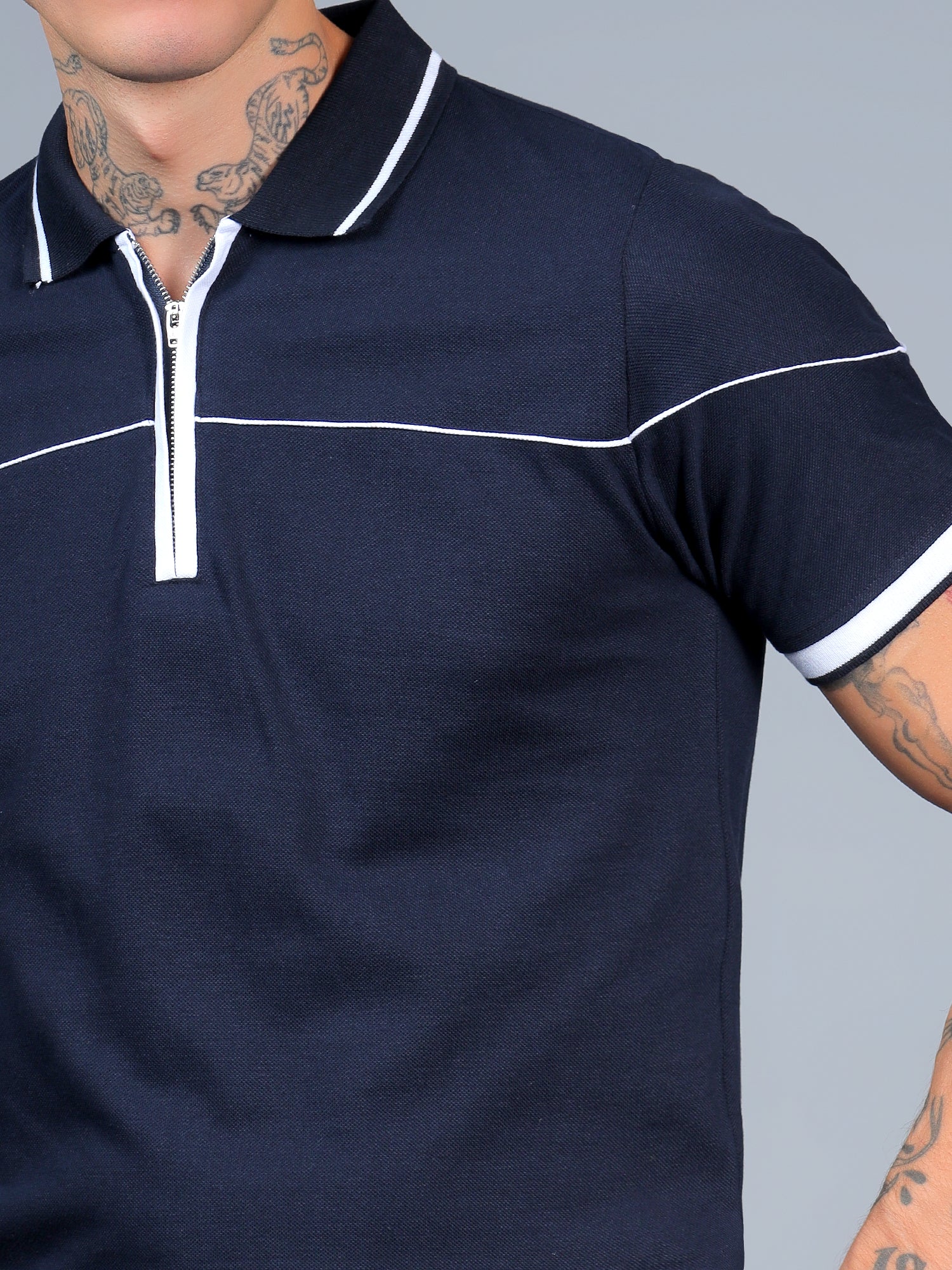 Navy Blue Contrast Polo