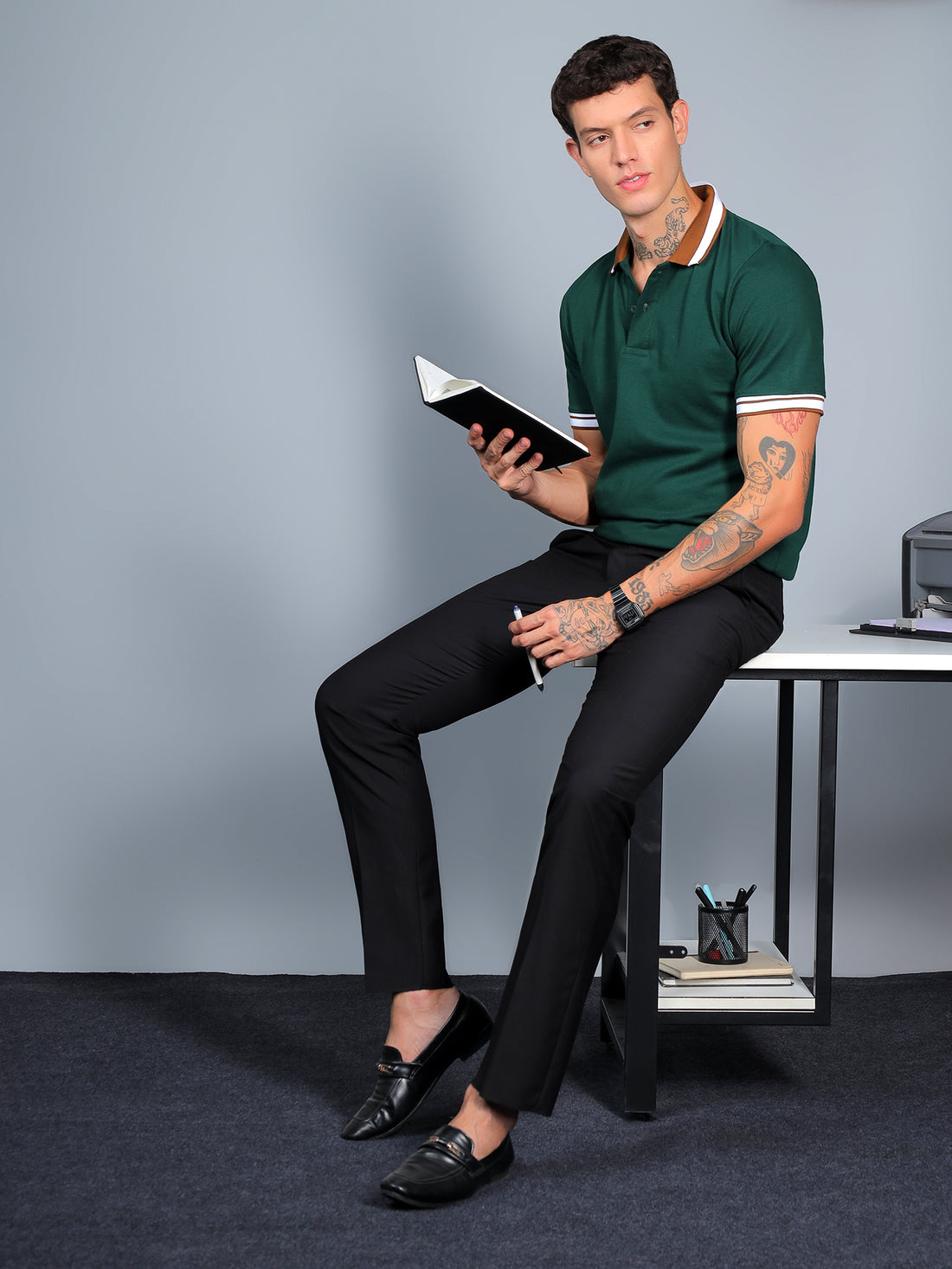 Forest Green Contrast Polo