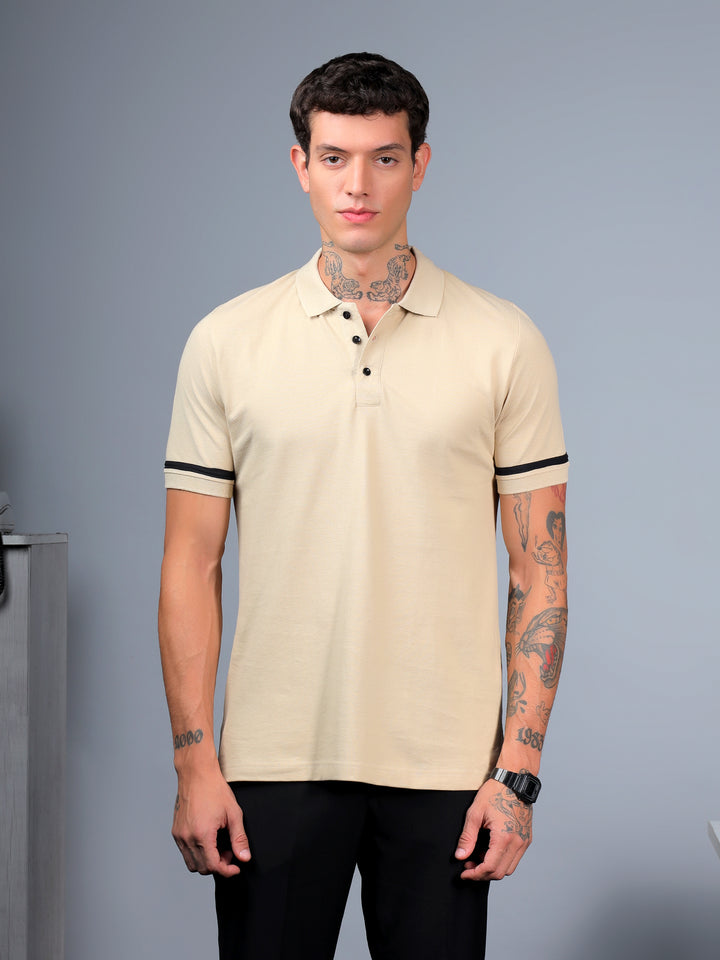 Beige Contrast Polo