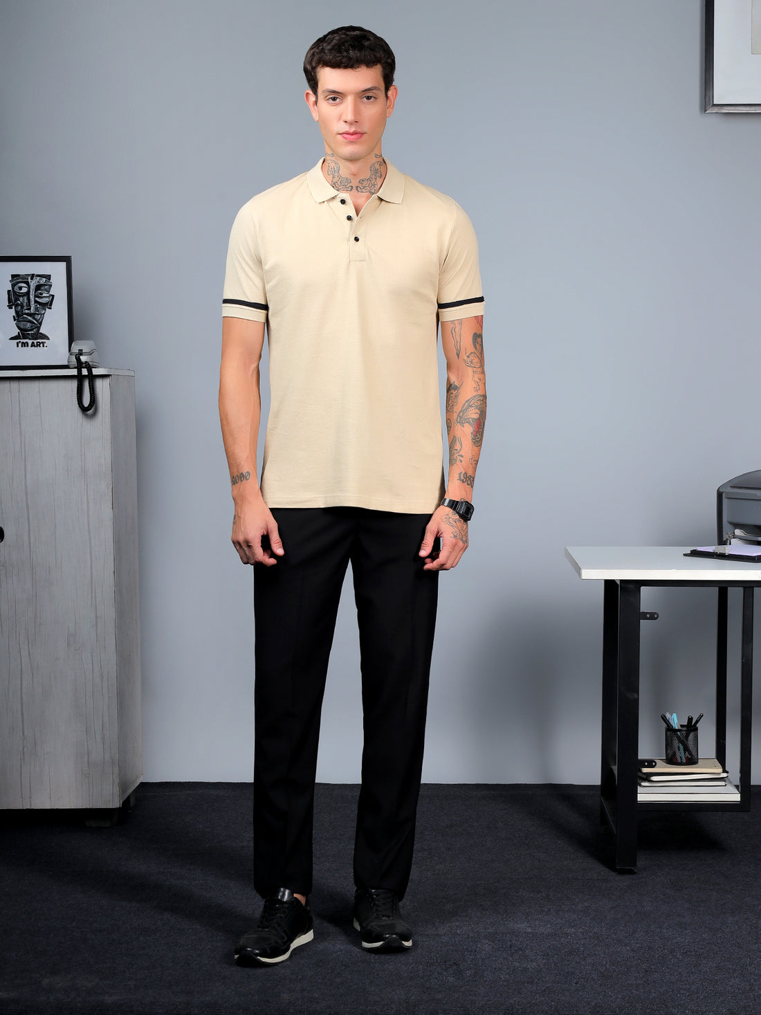 Beige Contrast Polo
