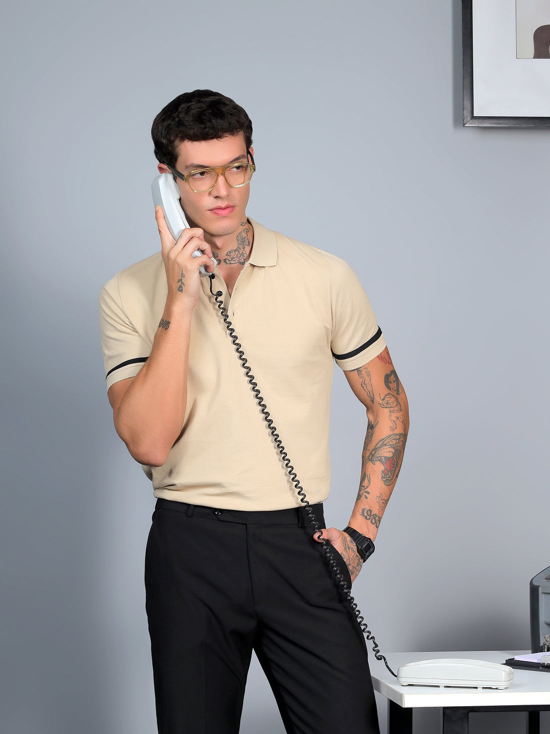 Beige Contrast Polo