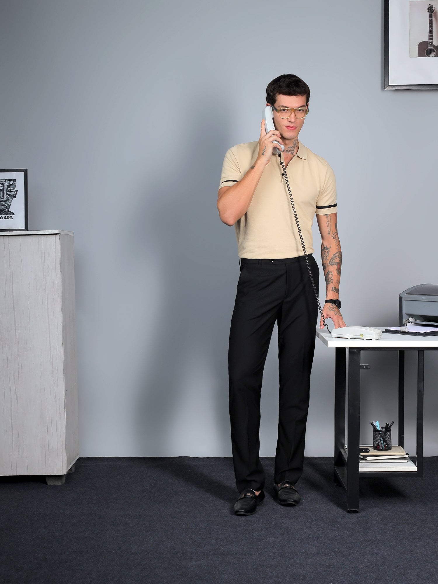 Beige Contrast Polo