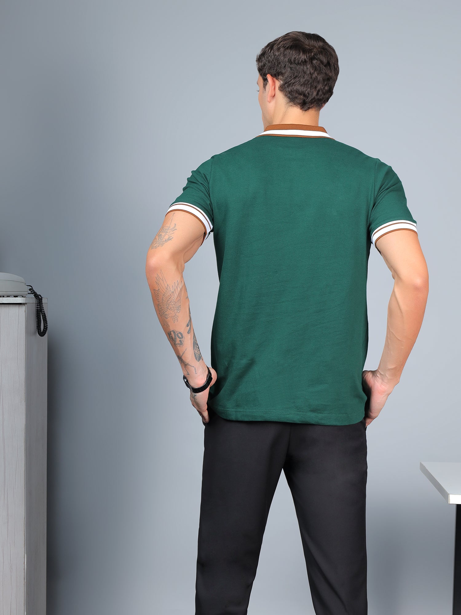 Forest Green Contrast Polo