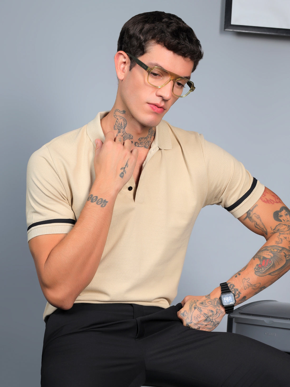 Beige Contrast Polo