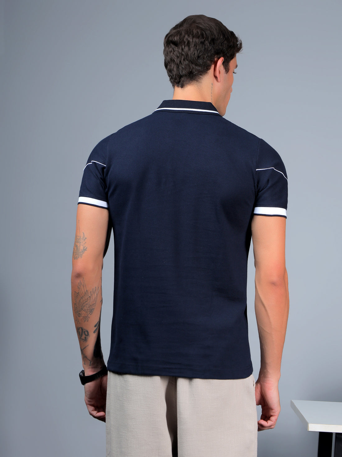 Navy Blue Contrast Polo