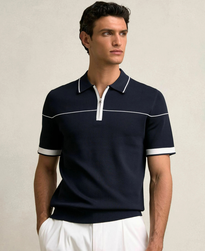 Regular Fit Bradford Half Tipped Polo Shirt – Navy/White