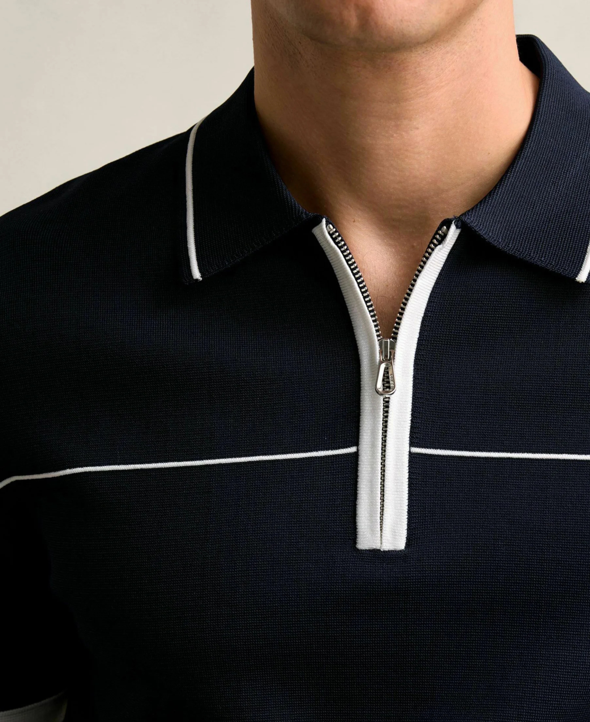 Regular Fit Bradford Half Tipped Polo Shirt – Navy/White