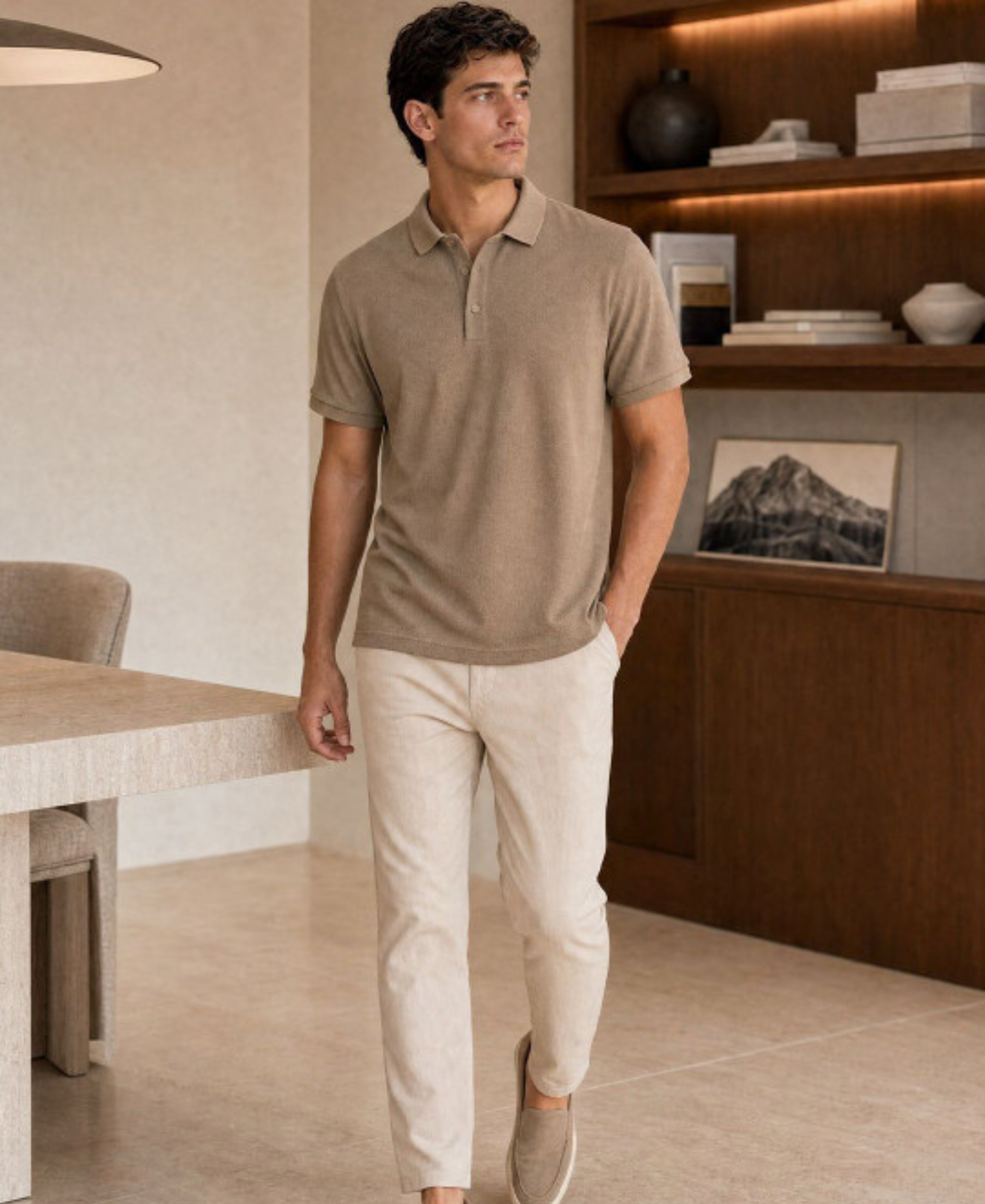 Men’s Solid Cotton Polo Collar T-Shirt