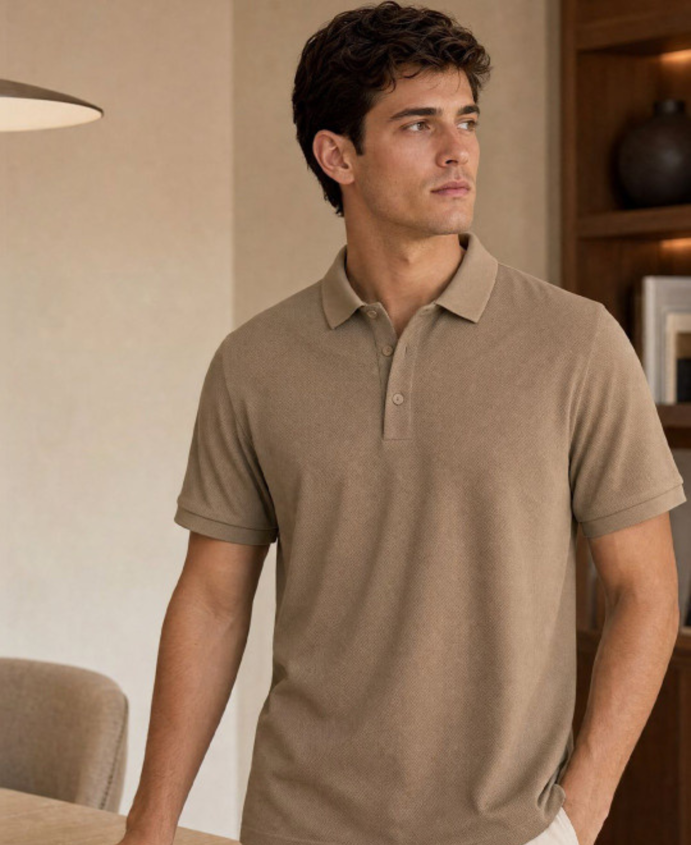 Men’s Solid Cotton Polo Collar T-Shirt