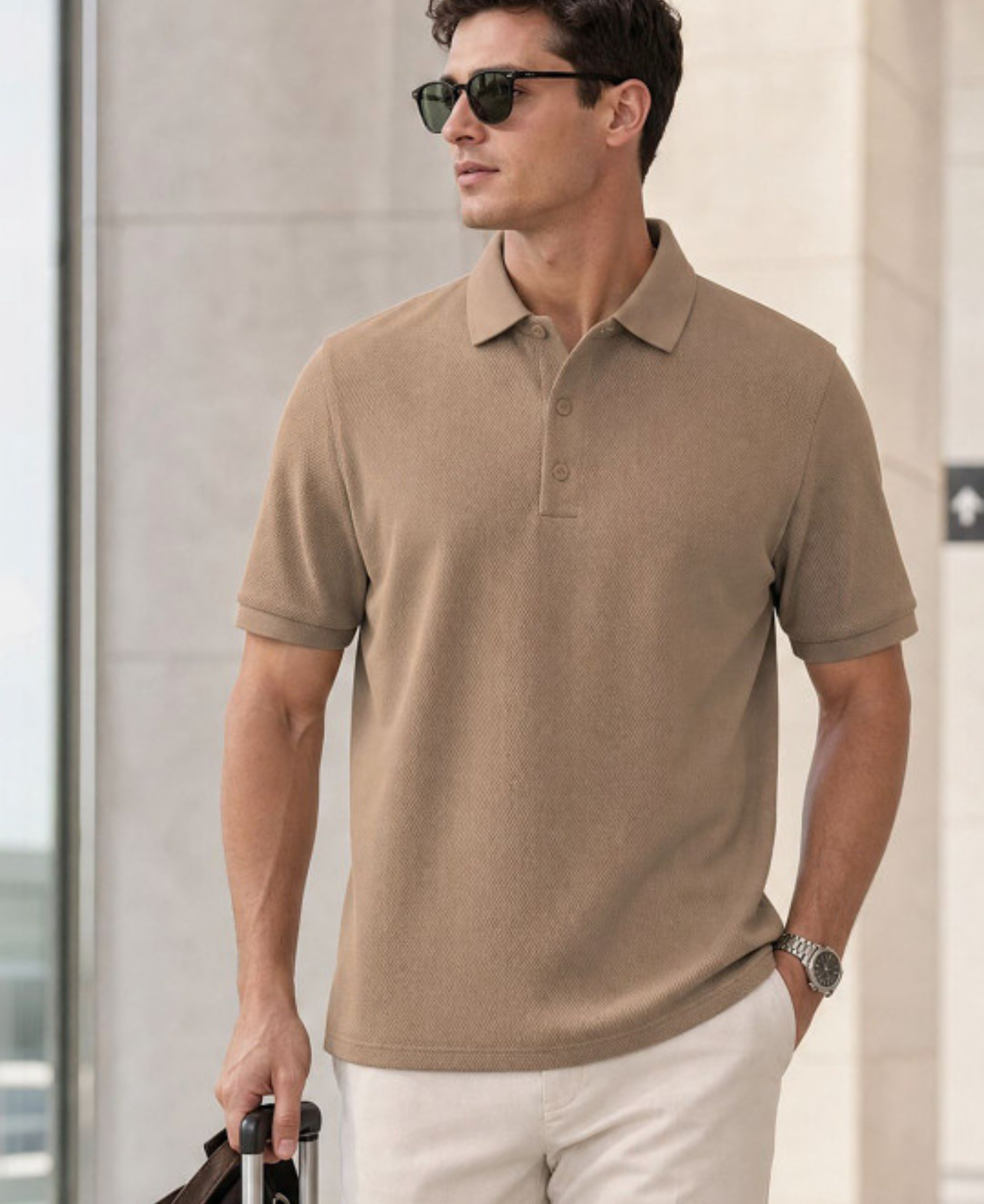 Men’s Solid Cotton Polo Collar T-Shirt