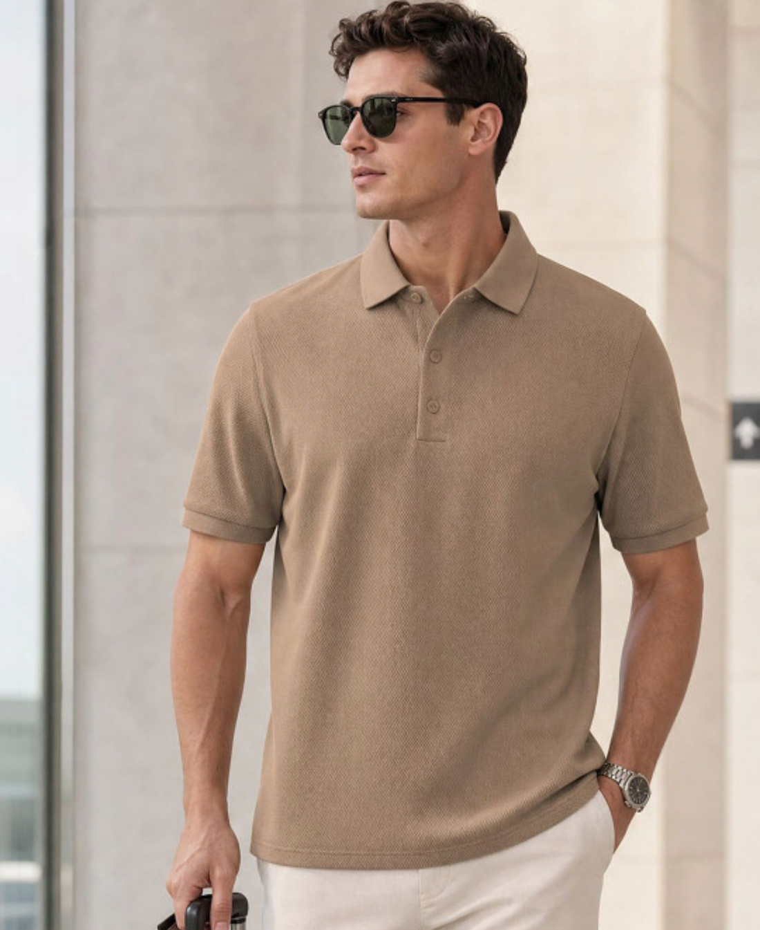 Men’s Solid Cotton Polo Collar T-Shirt