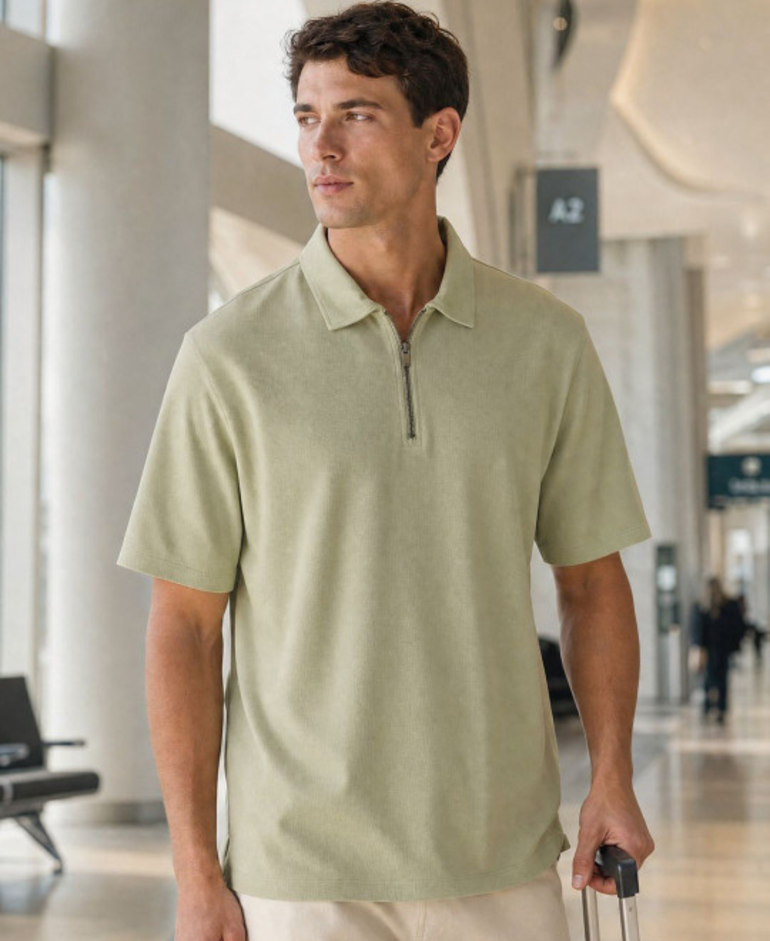 Men’s Solid Polo Collar Cotton Oversized T-Shirt