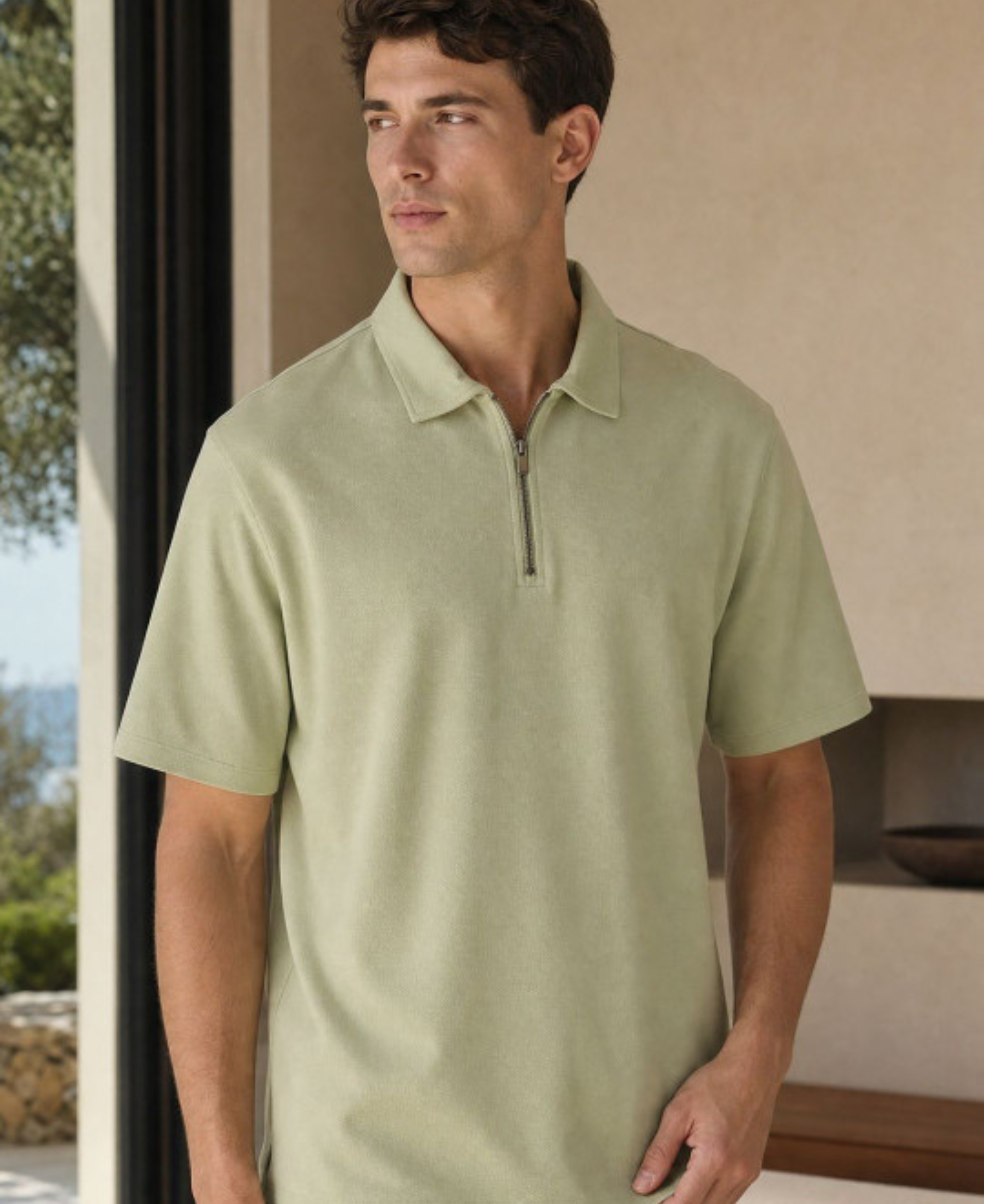 Men’s Solid Polo Collar Cotton Oversized T-Shirt